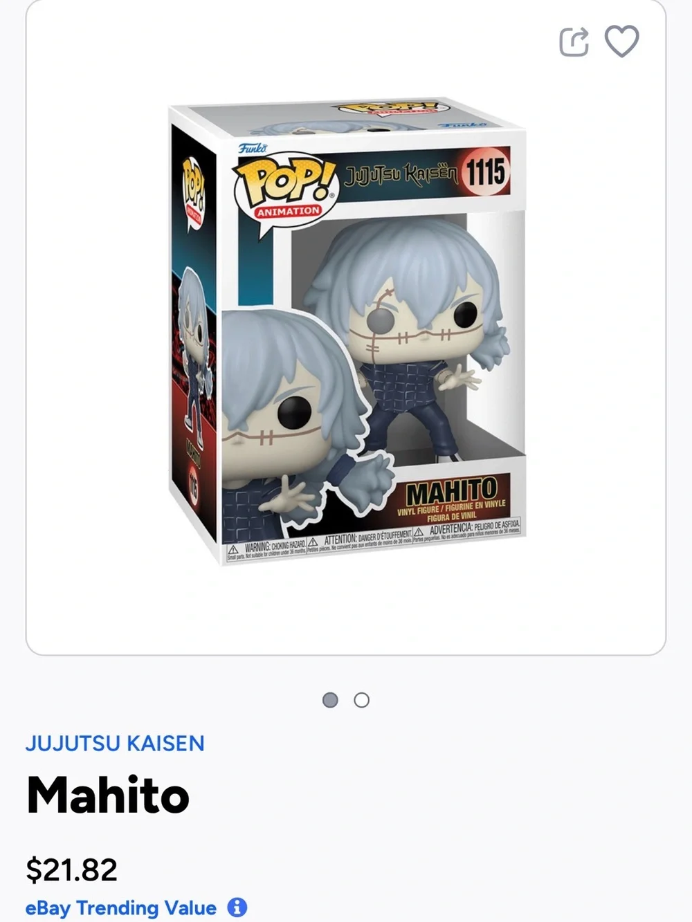 Funko Pop! Mahito Vinyl Figure - Light Blue Hair, Black Outfit-1115
